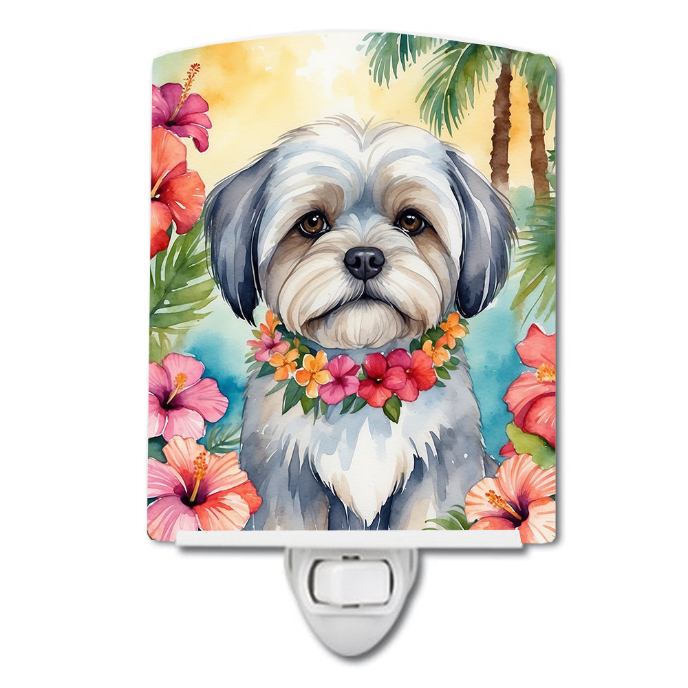 6 x 4 in. Lhasa Apso Luau Ceramic Night Light