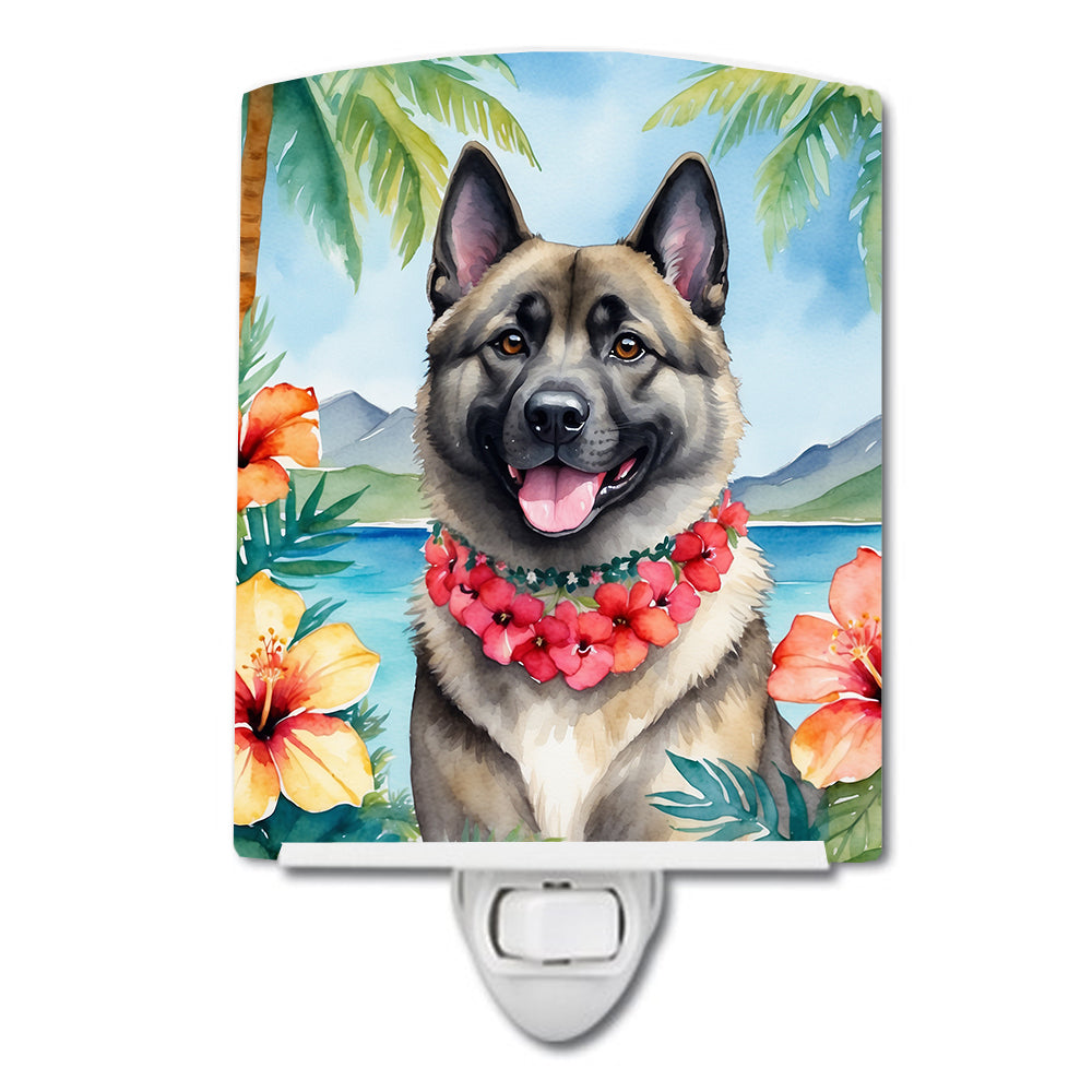 6 x 4 in. Norwegian Elkhound Luau Ceramic Night Light