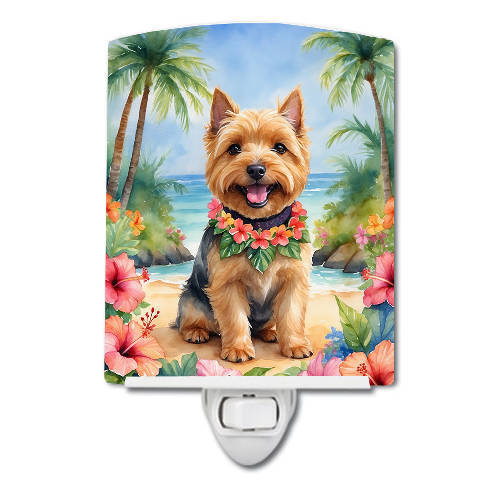 6 x 4 in. Norwich Terrier Luau Ceramic Night Light
