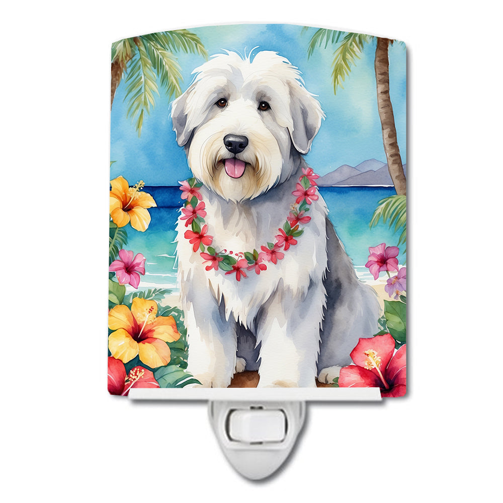 DAC6484CNL 6 x 4 in. Old English Sheepdog Luau Ceramic Night Light