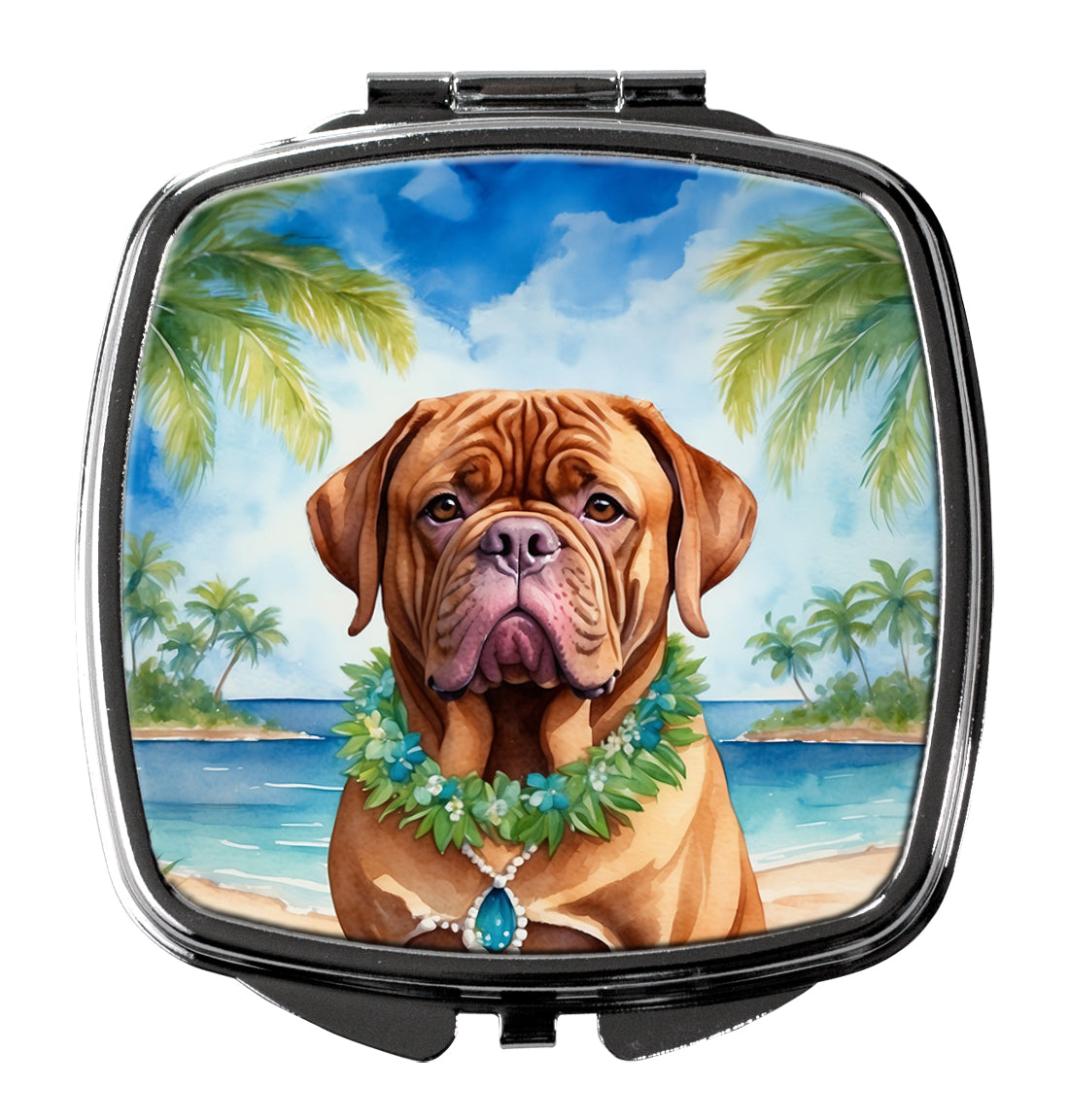 DAC6423SCM 3 x 2.75 in. Dogue de Bordeaux Luau Compact Mirror
