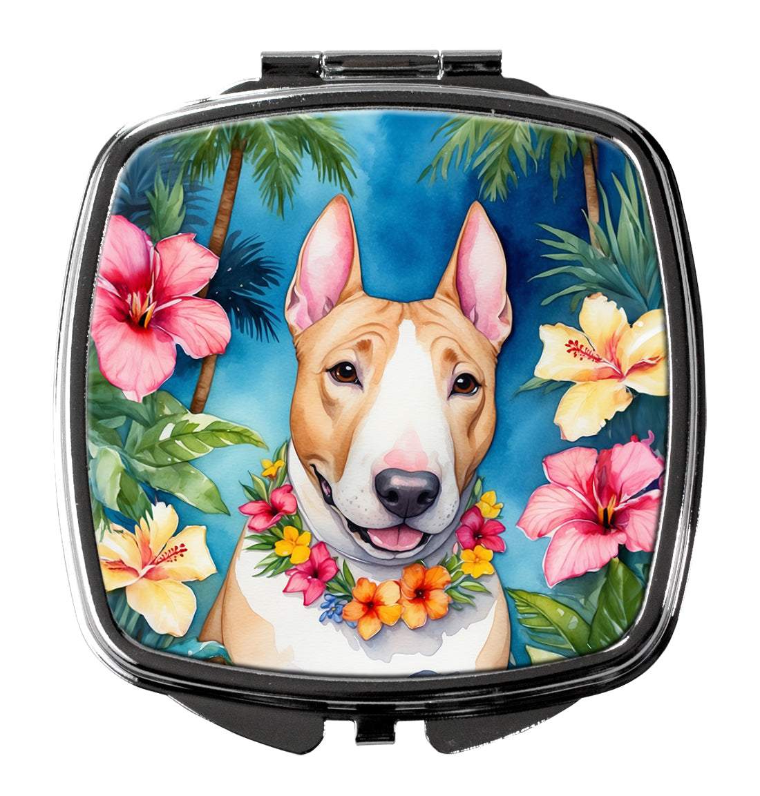 DAC6424SCM 3 x 2.75 in. English Bull Terrier Luau Compact Mirror
