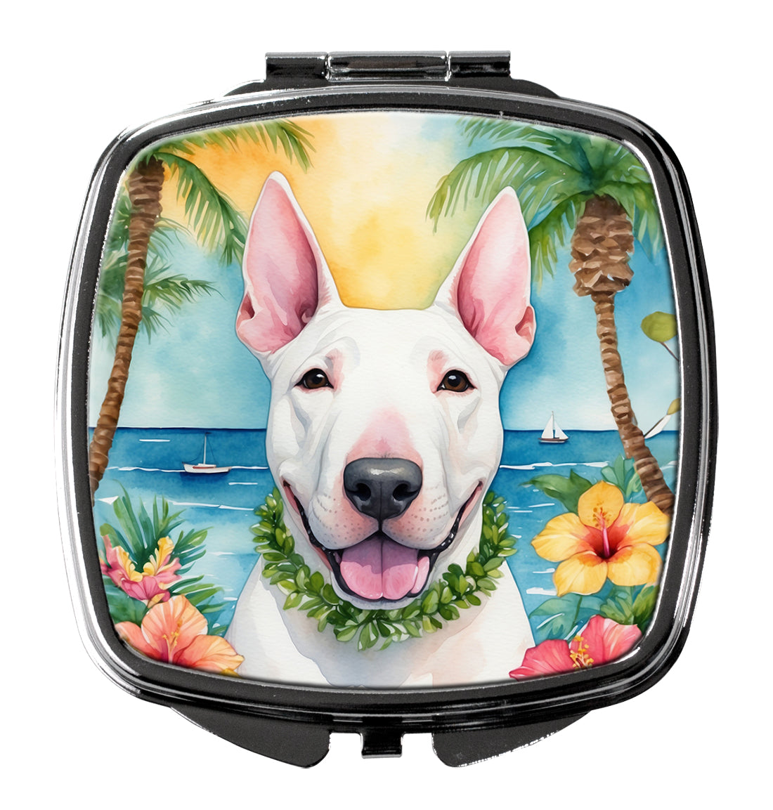 3 x 2.75 in. English Bull Terrier Luau Compact Mirror