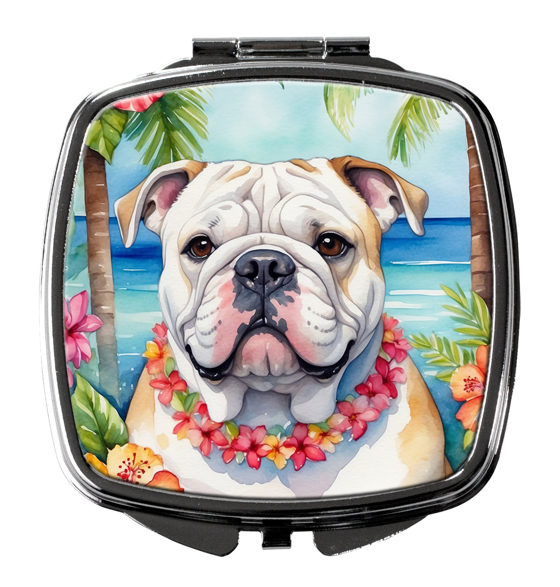 DAC6427SCM 3 x 2.75 in. English Bulldog Luau Compact Mirror
