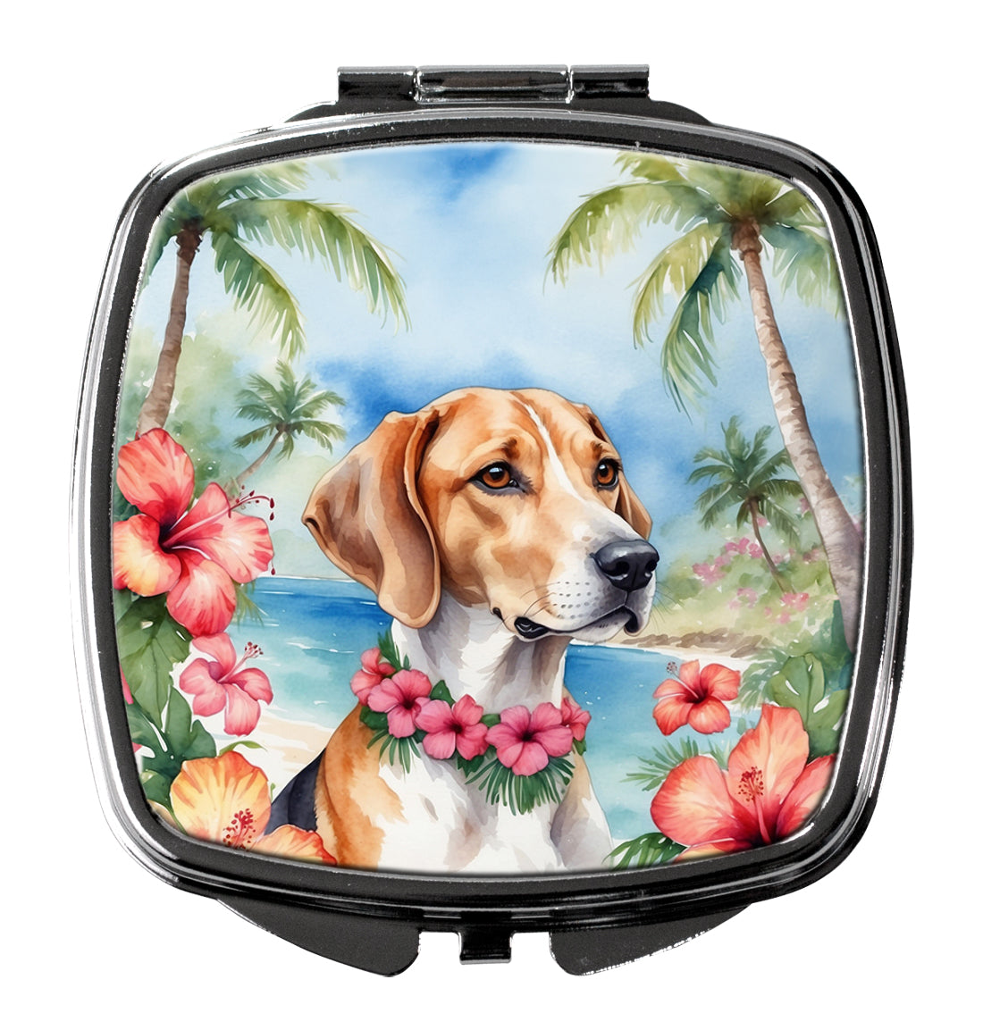 DAC6428SCM 3 x 2.75 in. English Foxhound Luau Compact Mirror