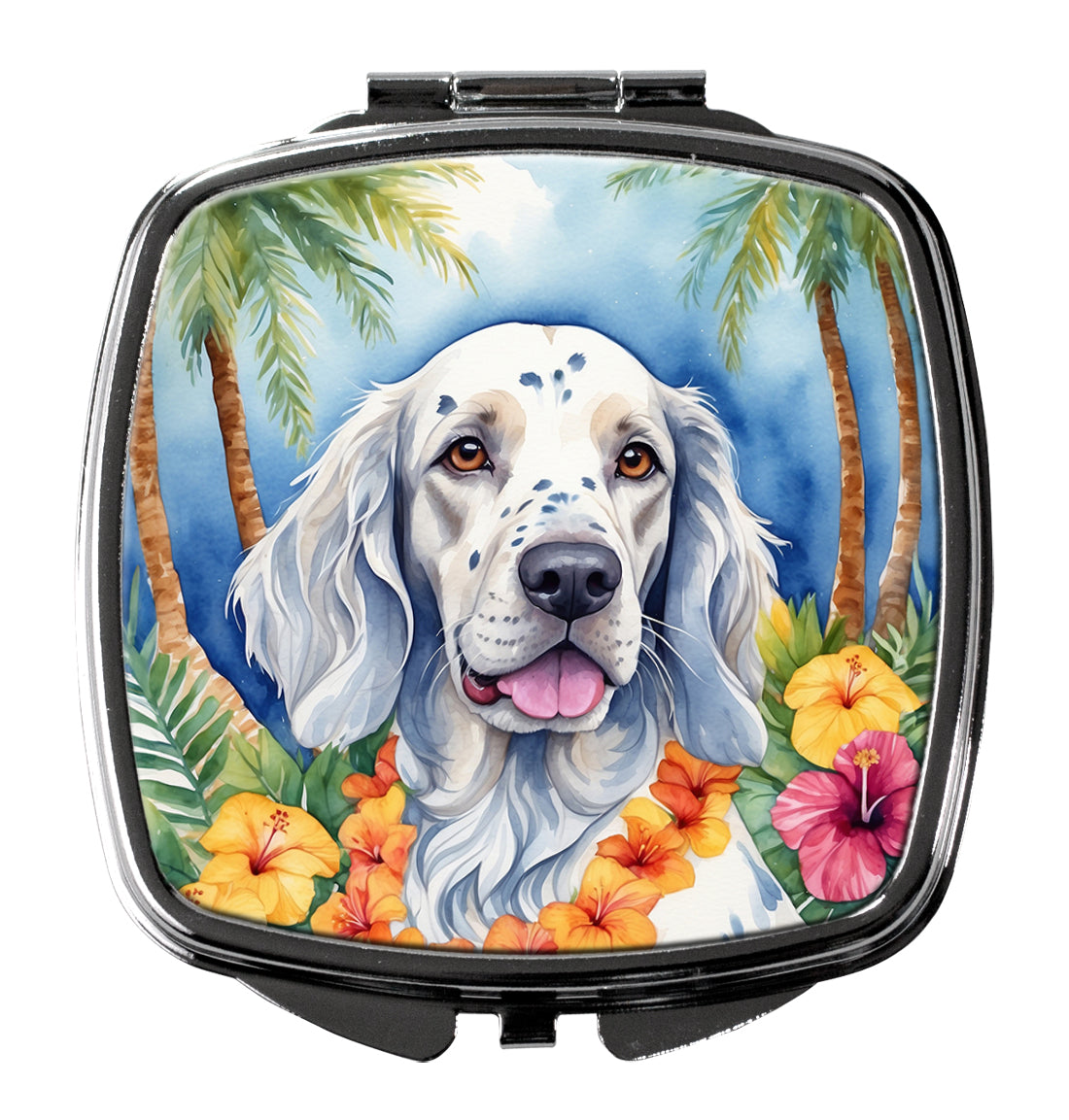 3 x 2.75 in. English Setter Luau Compact Mirror
