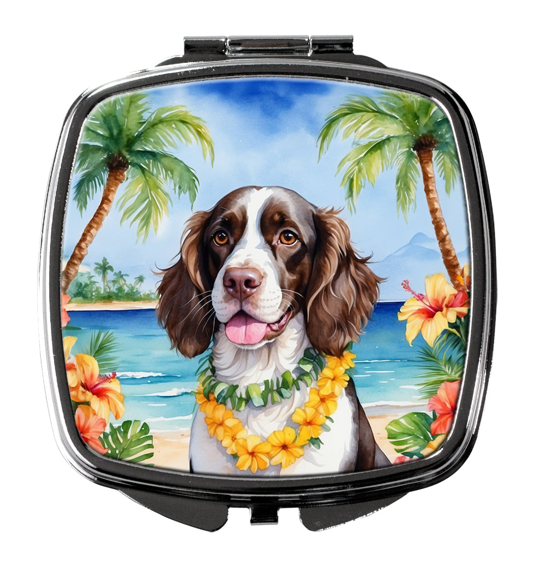 DAC6430SCM 3 x 2.75 in. English Springer Spaniel Luau Compact Mirror