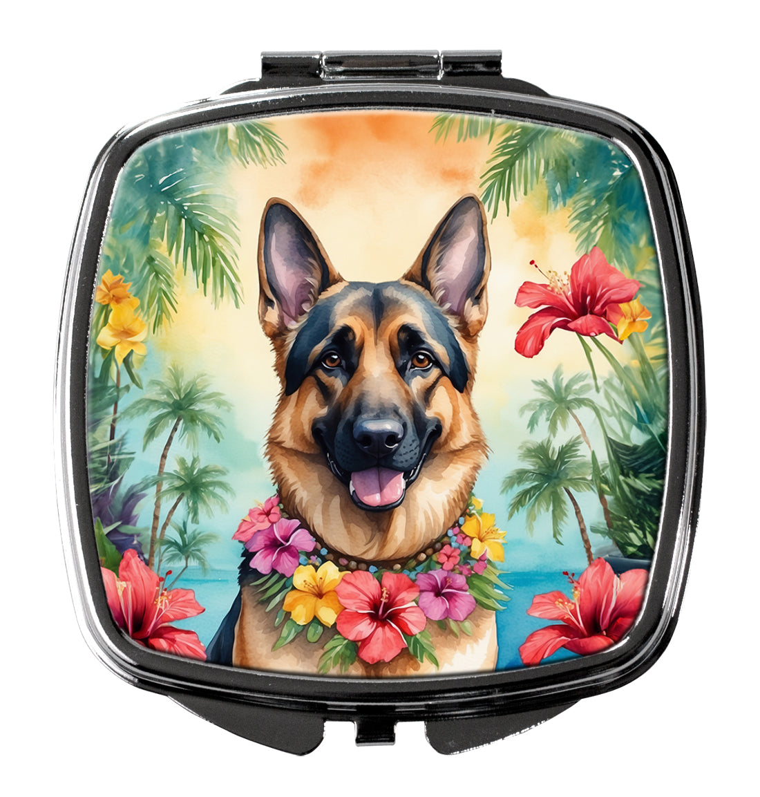 DAC6437SCM 3 x 2.75 in. German Shepherd Luau Compact Mirror