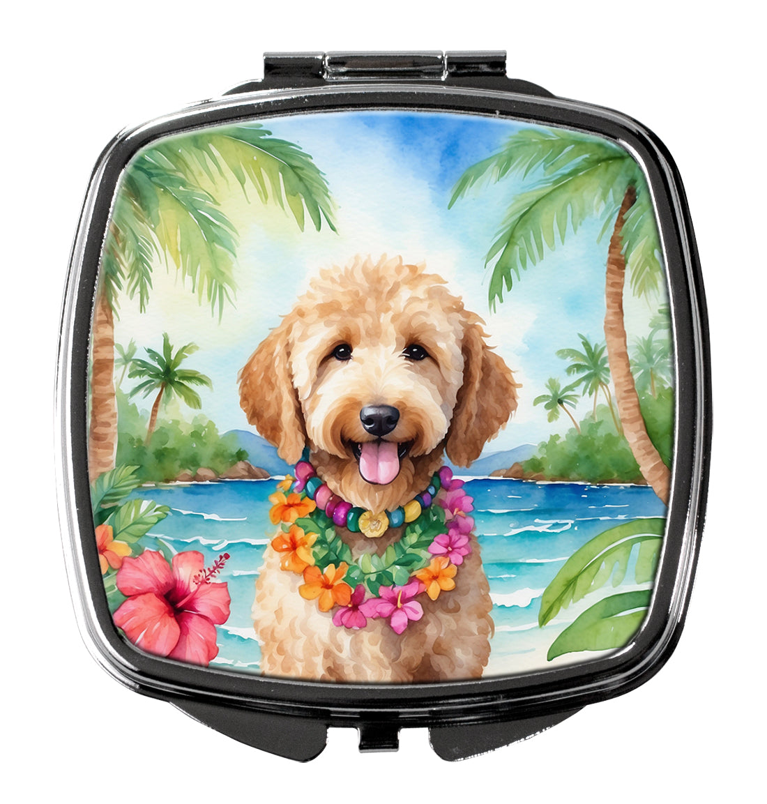 DAC6443SCM 3 x 2.75 in. Goldendoodle Luau Compact Mirror