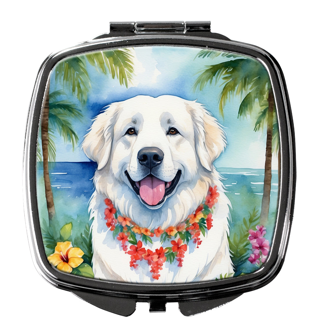 DAC6447SCM 3 x 2.75 in. Great Pyrenees Luau Compact Mirror