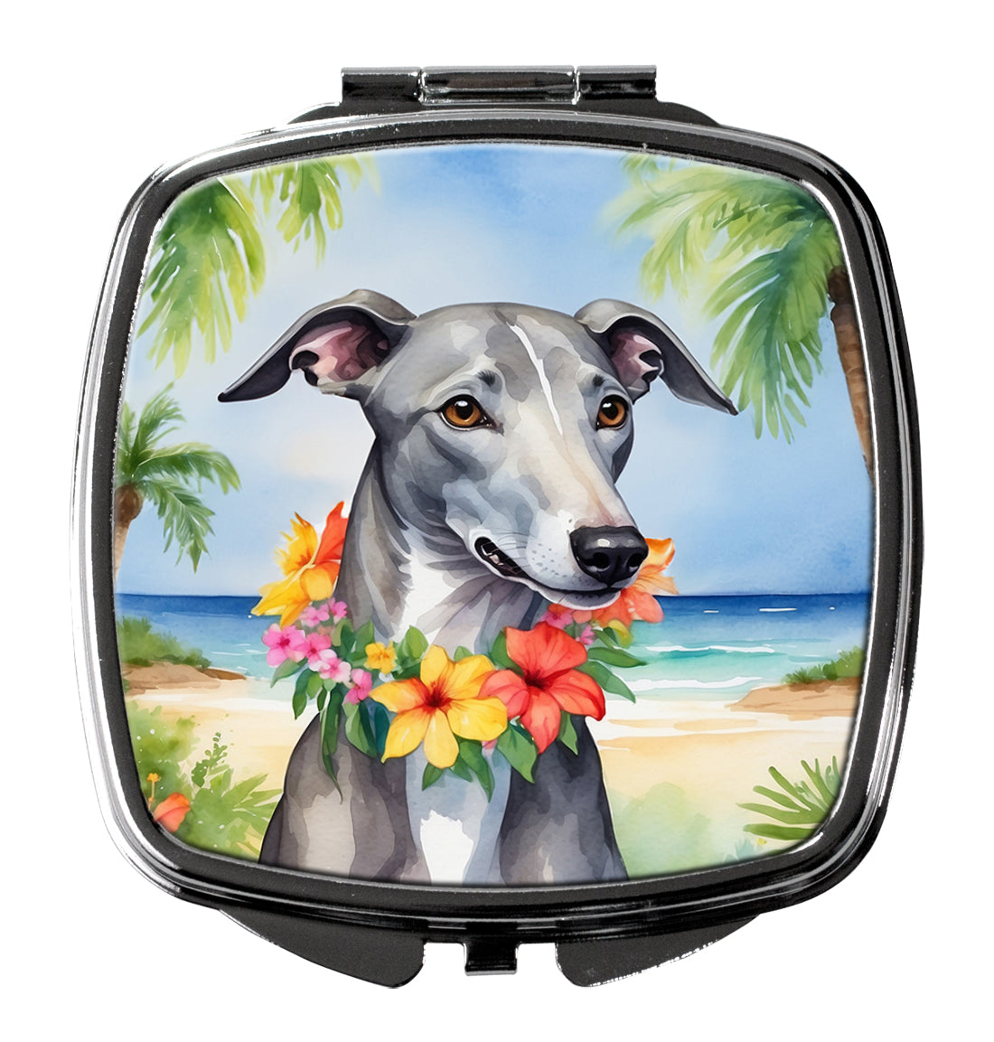 3 x 2.75 in. Greyhound Luau Compact Mirror