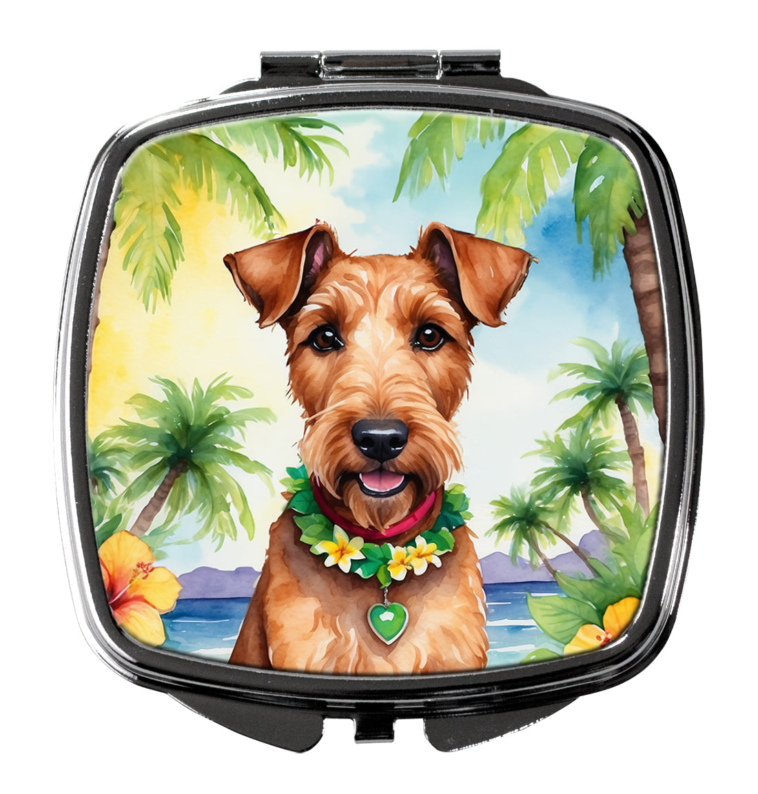 DAC6453SCM 3 x 2.75 in. Irish Terrier Luau Compact Mirror