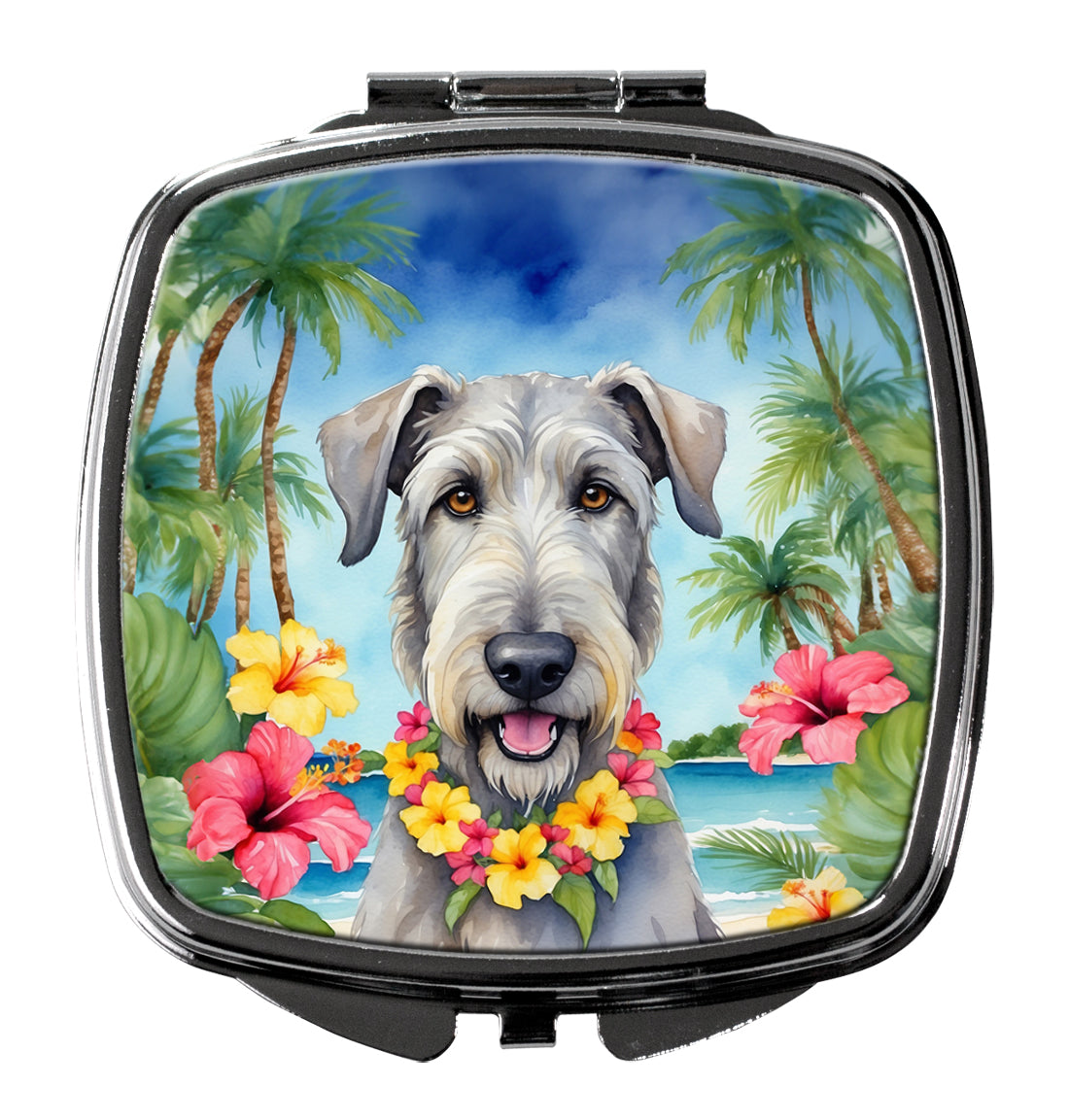 3 x 2.75 in. Irish Wolfhound Luau Compact Mirror