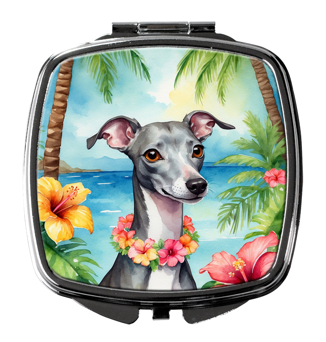 DAC6455SCM 3 x 2.75 in. Italian Greyhound Luau Compact Mirror