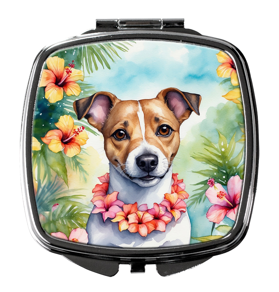 3 x 2.75 in. Jack Russell Terrier Luau Compact Mirror
