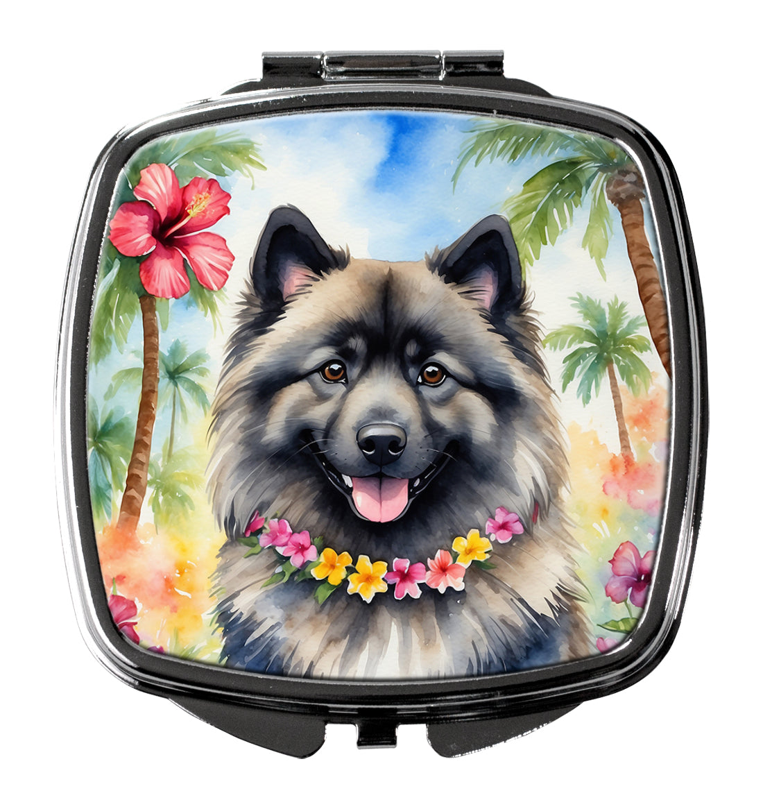 DAC6458SCM 3 x 2.75 in. Keeshond Luau Compact Mirror