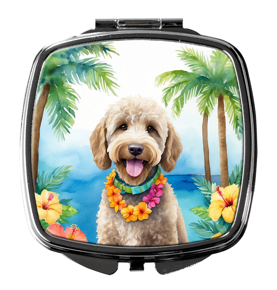 3 x 2.75 in. Labradoodle Luau Compact Mirror