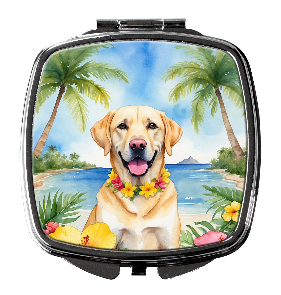 DAC6465SCM 3 x 2.75 in. Yellow Labrador Retriever Luau Compact Mirror
