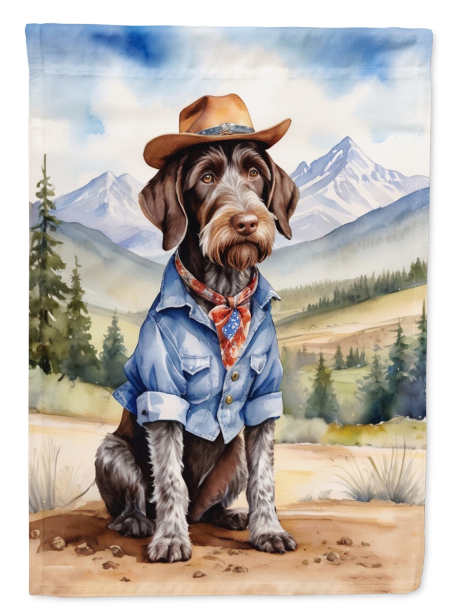 DAC5907GF 15.5 x 11.25 in. German Wirehaired Pointer Cowboy Welcome Garden Flag