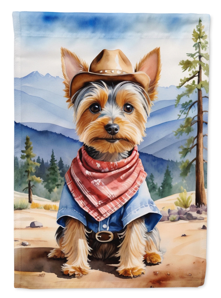 40 x 28 in. Silky Terrier Cowboy Welcome House Flag