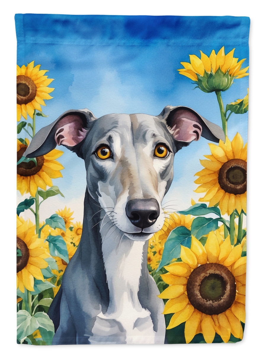 40 x 28 in. Greyhound in Sunflowers House Flag