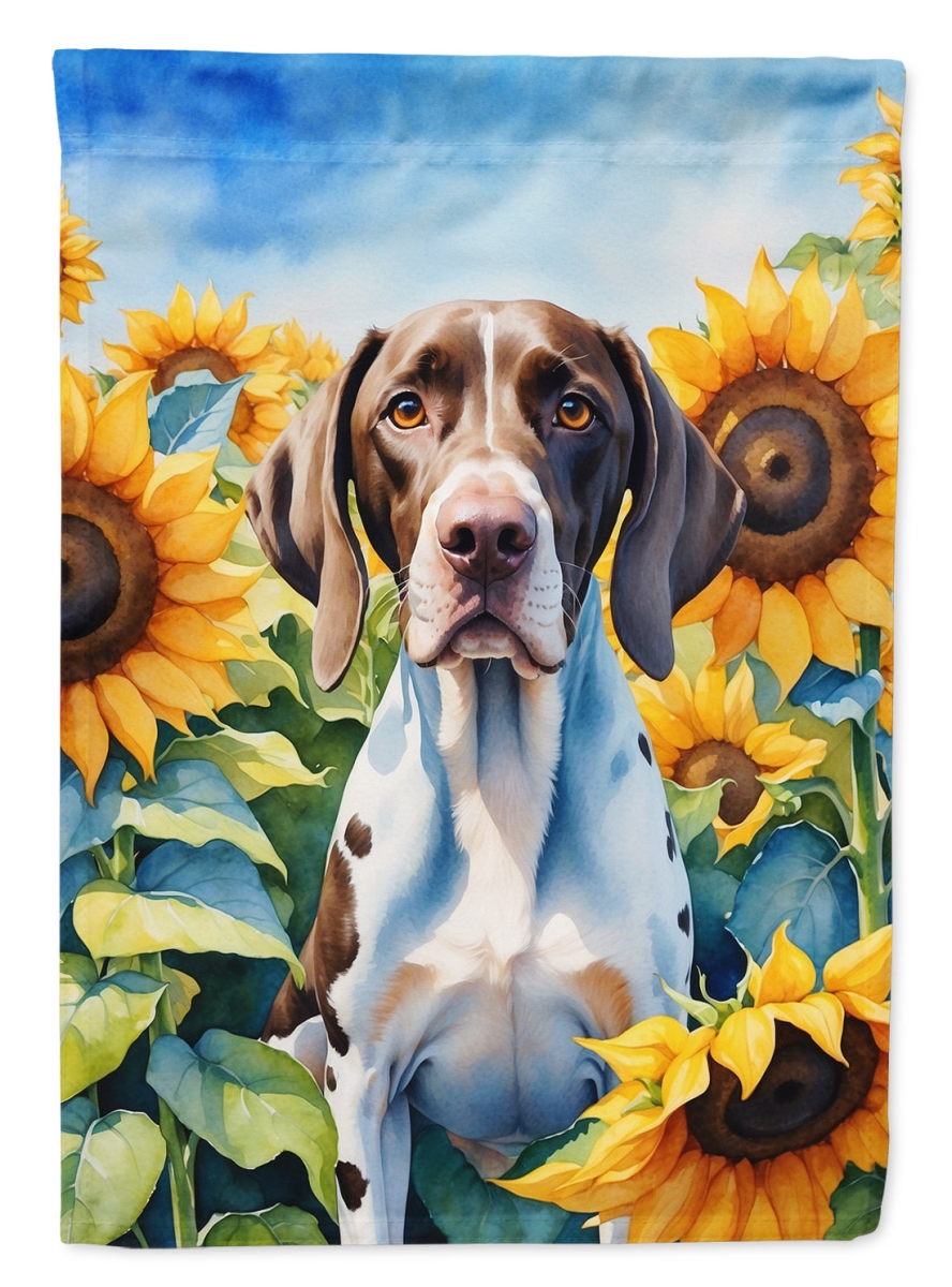 40 x 28 in. Pointer in Sunflowers House Flag