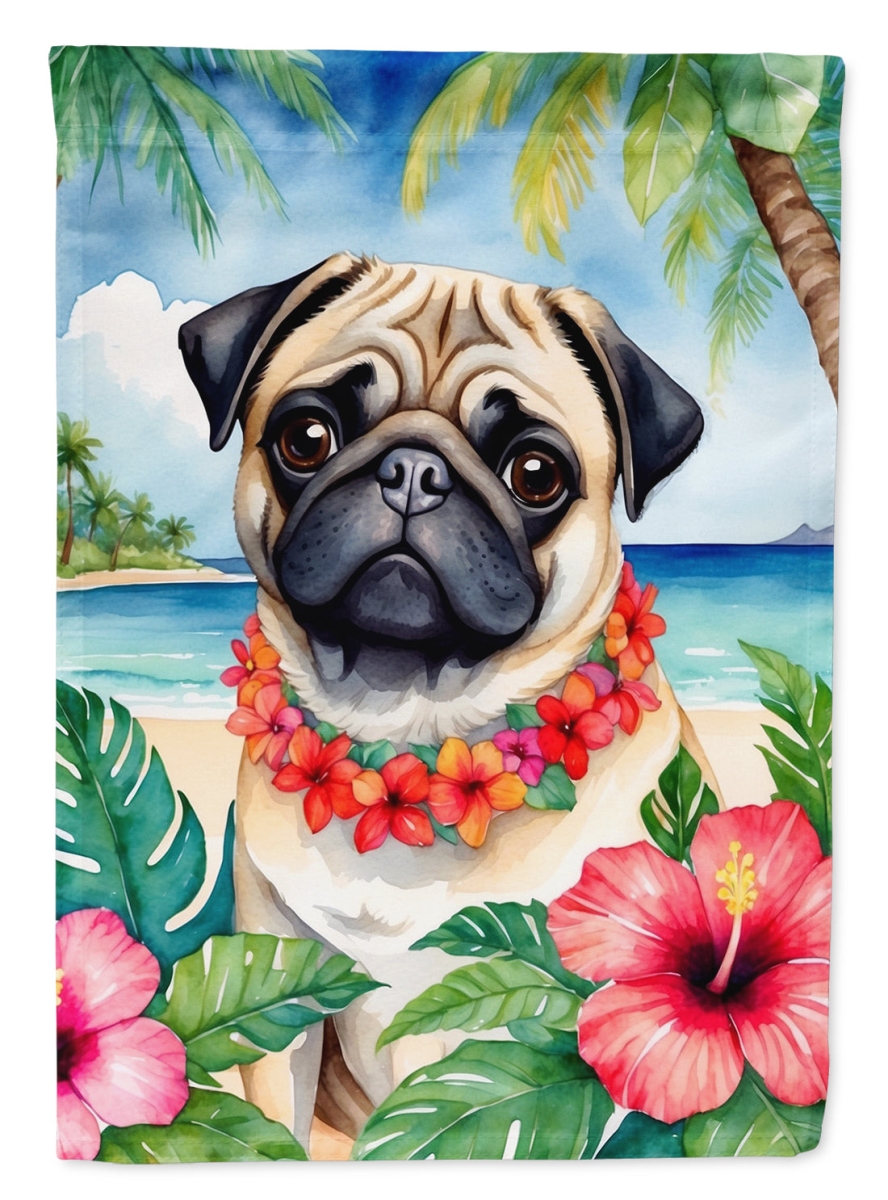DAC6503CHF 40 x 28 in. Pug Luau House Flag