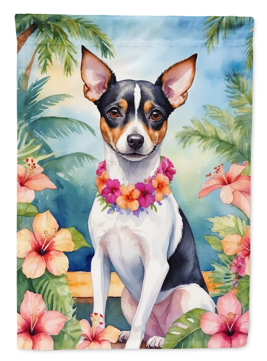 40 x 28 in. Rat Terrier Luau House Flag