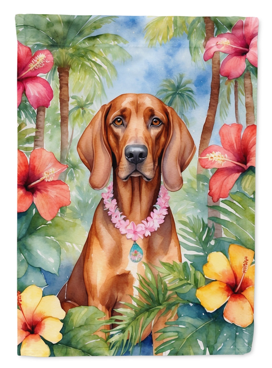 DAC6506CHF 40 x 28 in. Redbone Coonhound Luau House Flag