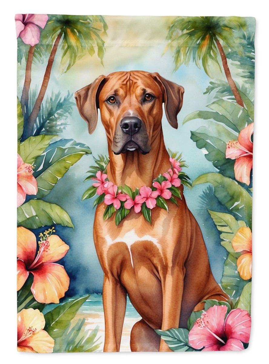 DAC6507CHF 40 x 28 in. Rhodesian Ridgeback Luau House Flag