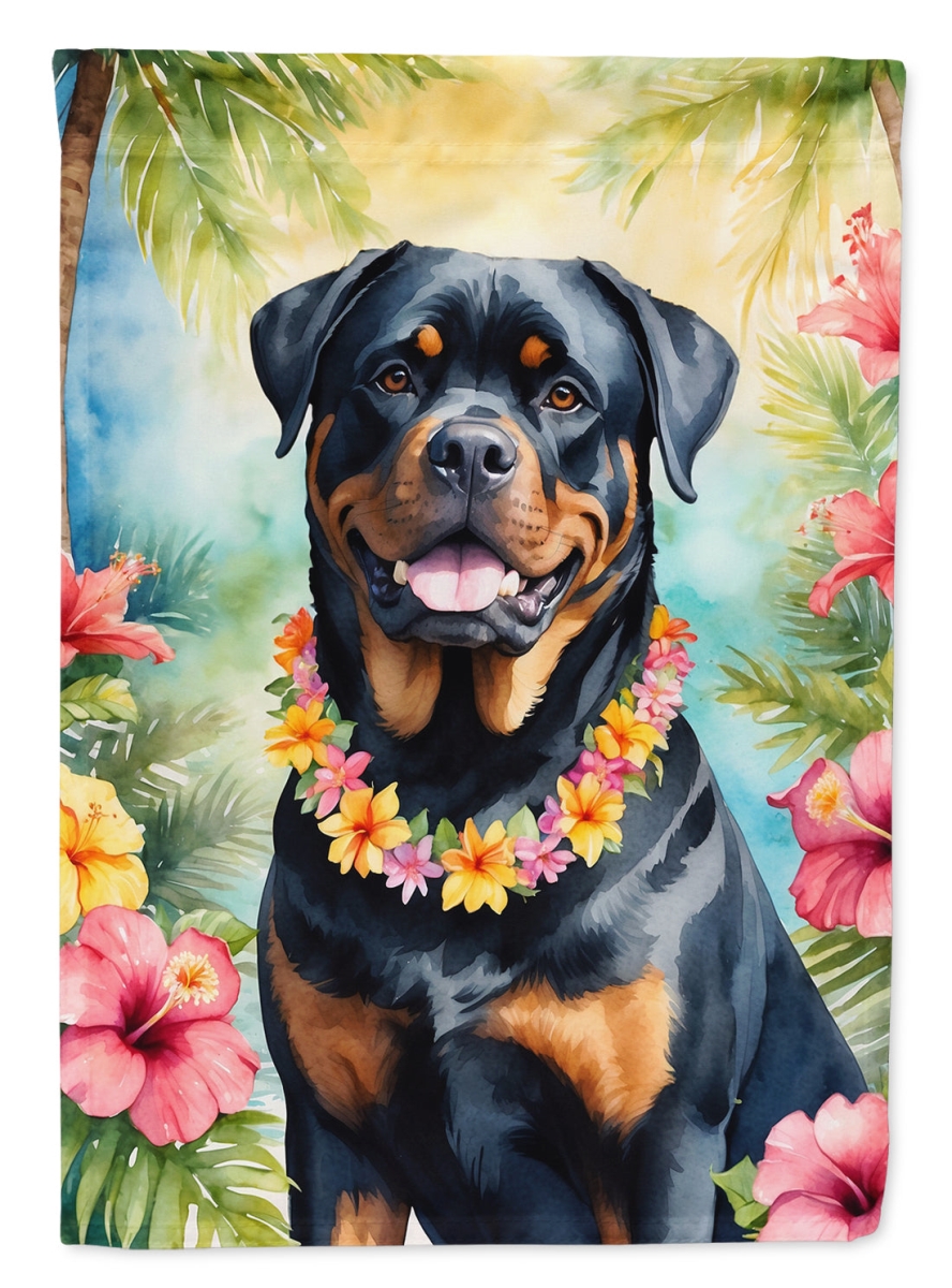 DAC6508CHF 40 x 28 in. Rottweiler Luau House Flag