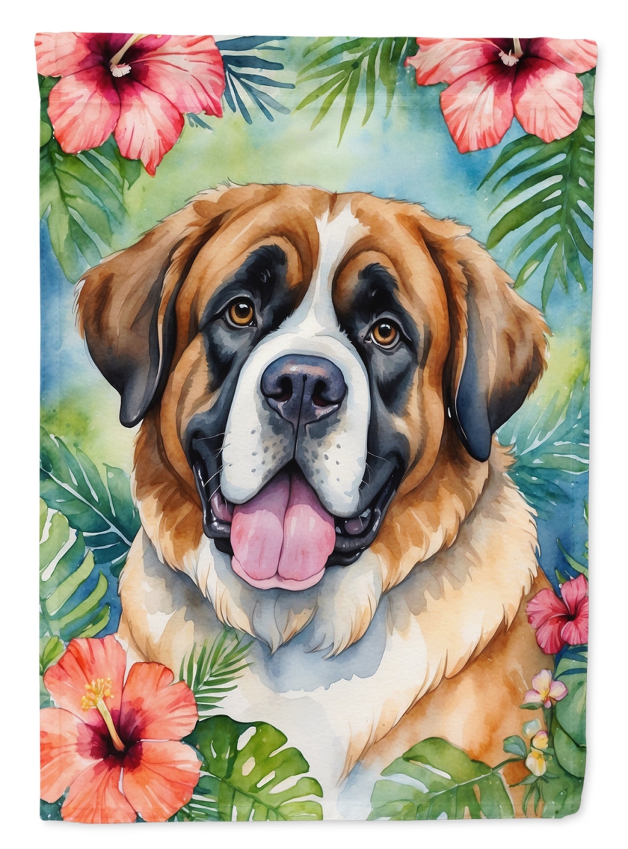 DAC6510CHF 40 x 28 in. Saint Bernard Luau House Flag