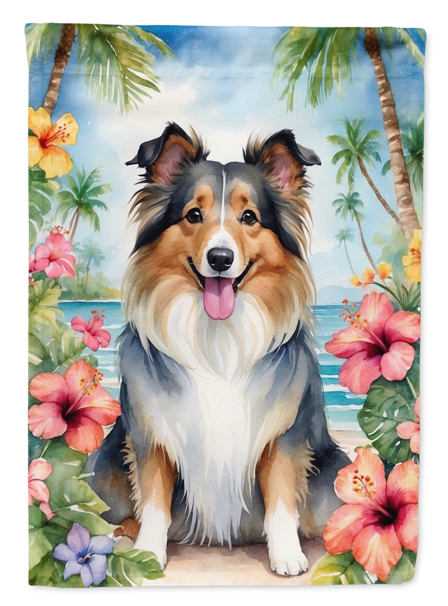 DAC6519CHF 40 x 28 in. Sheltie Luau House Flag