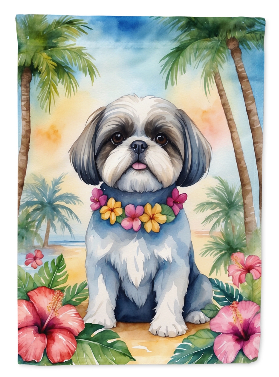 40 x 28 in. Shih Tzu Luau House Flag