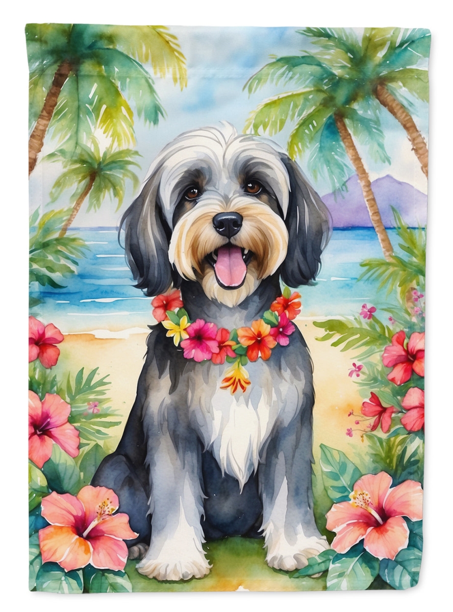 DAC6529CHF 40 x 28 in. Tibetan Terrier Luau House Flag