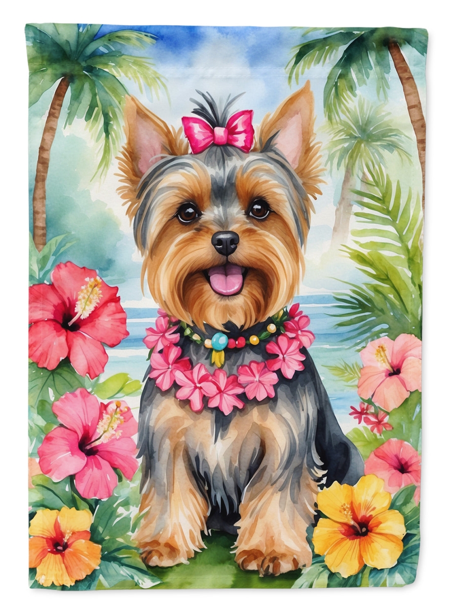 DAC6540CHF 40 x 28 in. Yorkshire Terrier Luau House Flag