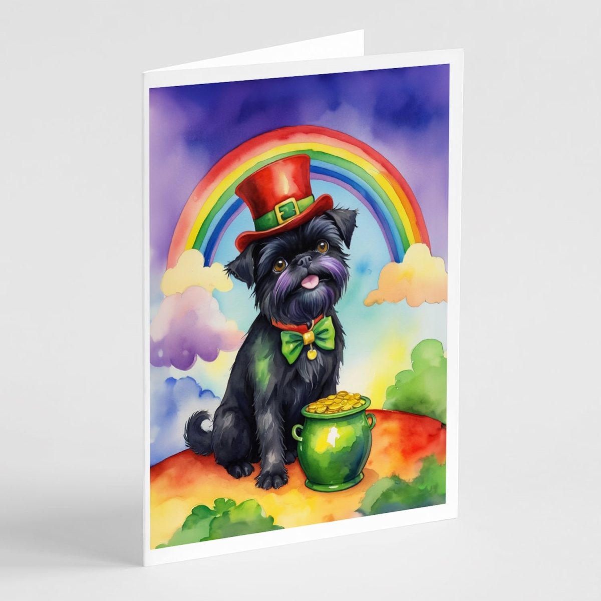 DAC5465GCA7P 5 x 7 in. Affenpinscher St Patricks Day Greeting Cards - Pack of 8