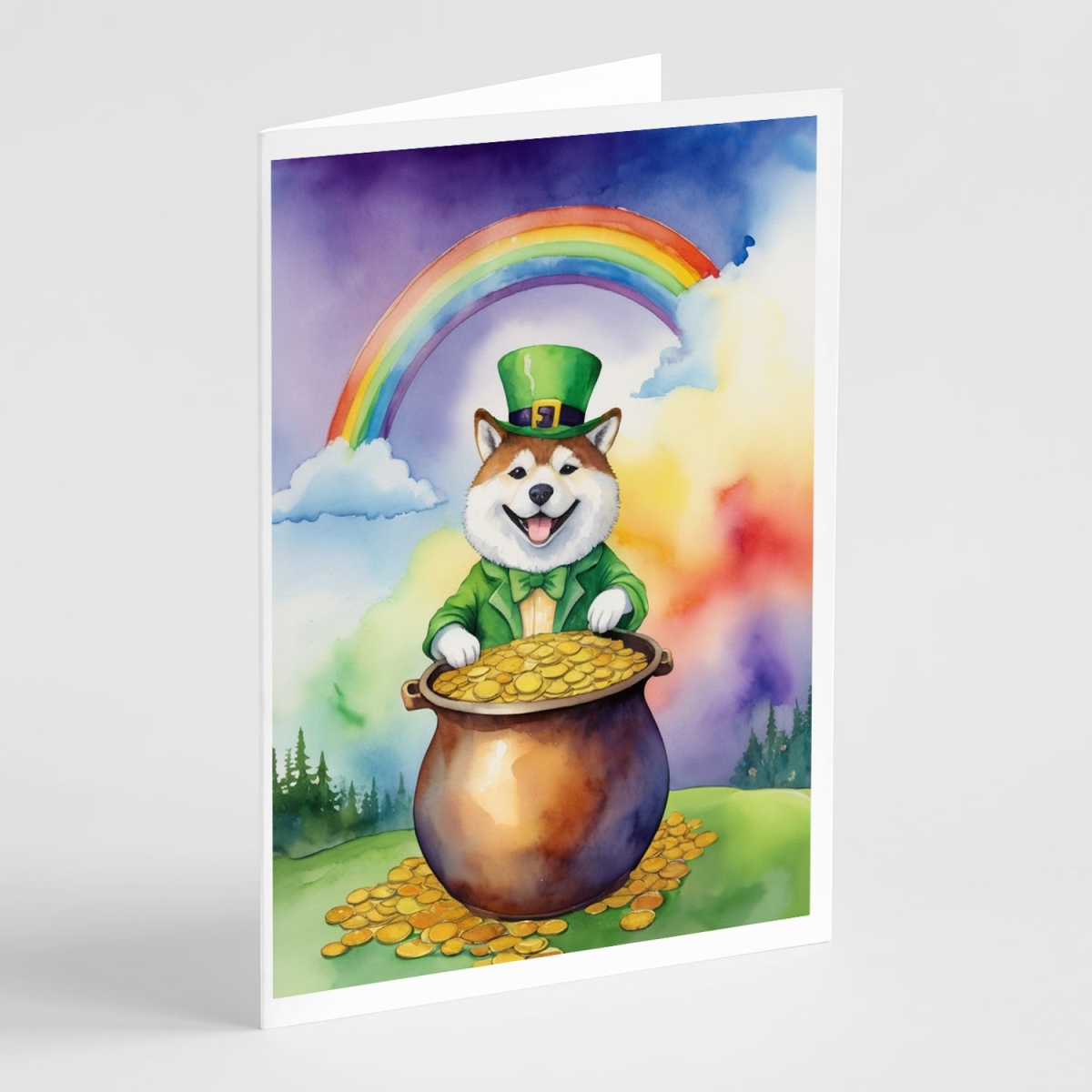 DAC5468GCA7P 5 x 7 in. Akita St Patricks Day Greeting Cards - Pack of 8