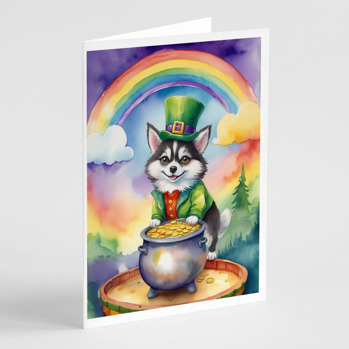 DAC5469GCA7P 5 x 7 in. Alaskan Klee Kai St Patricks Day Greeting Cards - Pack of 8