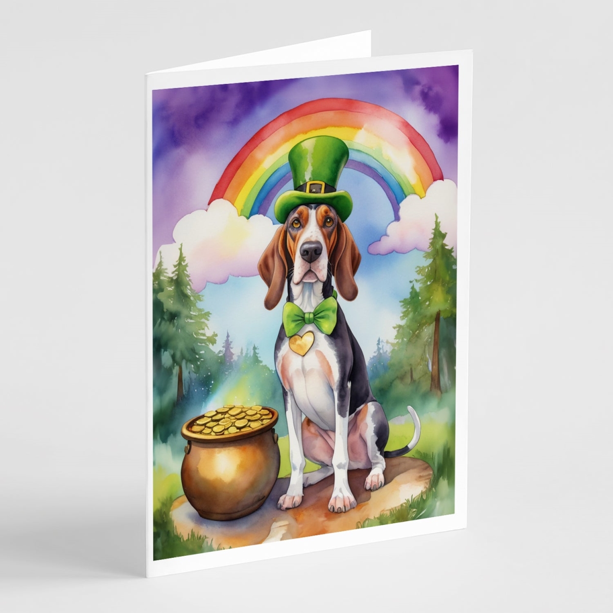 DAC5472GCA7P 5 x 7 in. American English Coonhound St Patricks Day Greeting Cards - Pack of 8