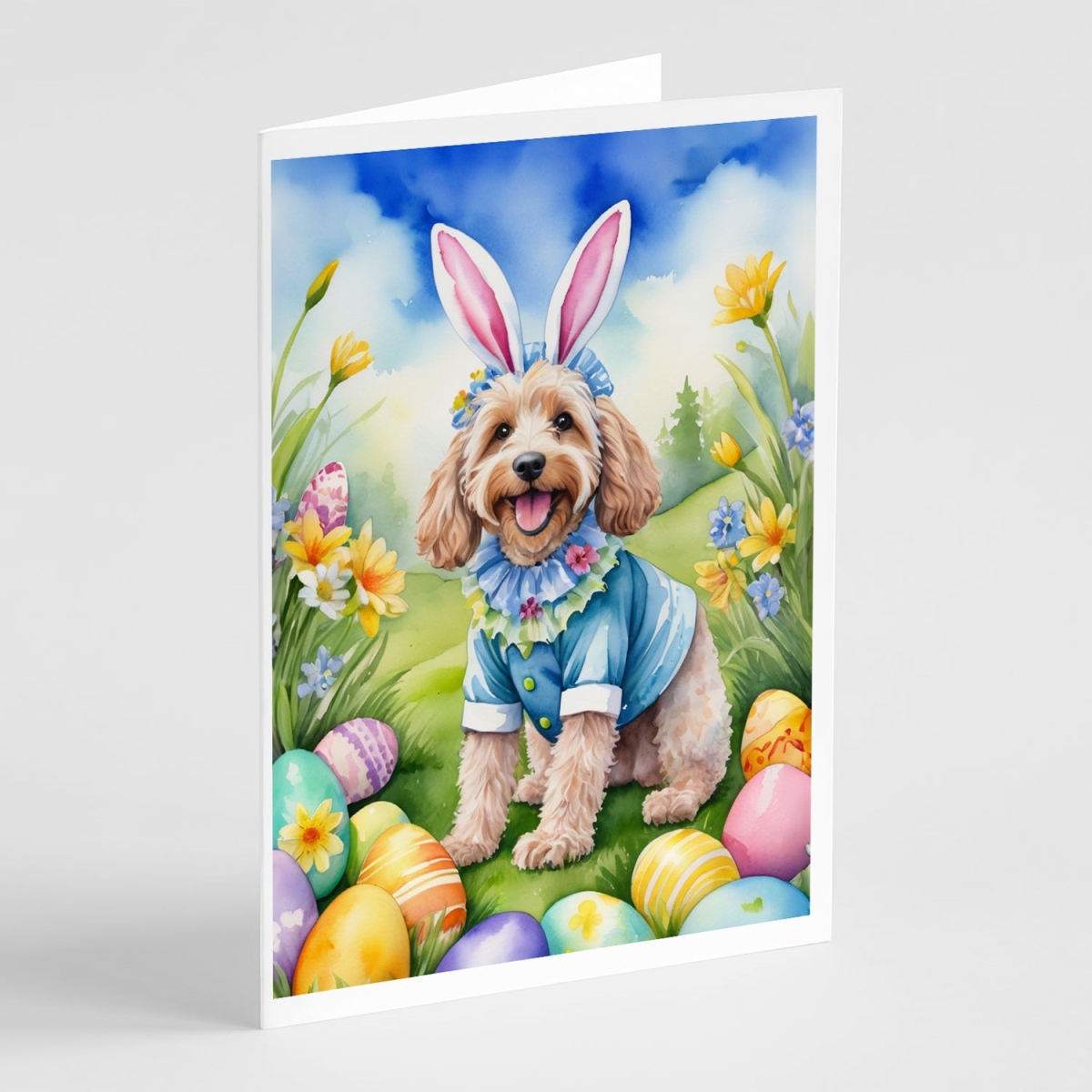 DAC4995GCA7P 5 x 7 in. Cockapoo Easter Egg Hunt Greeting Cards - Pack of 8