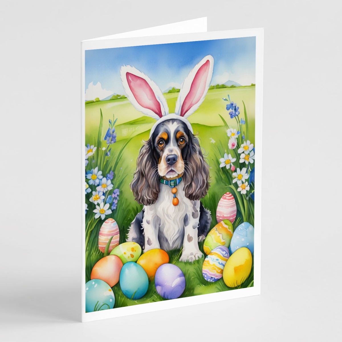 5 x 7 in. Cocker Spaniel Easter Egg Hunt Greeting Cards - Pack of 8