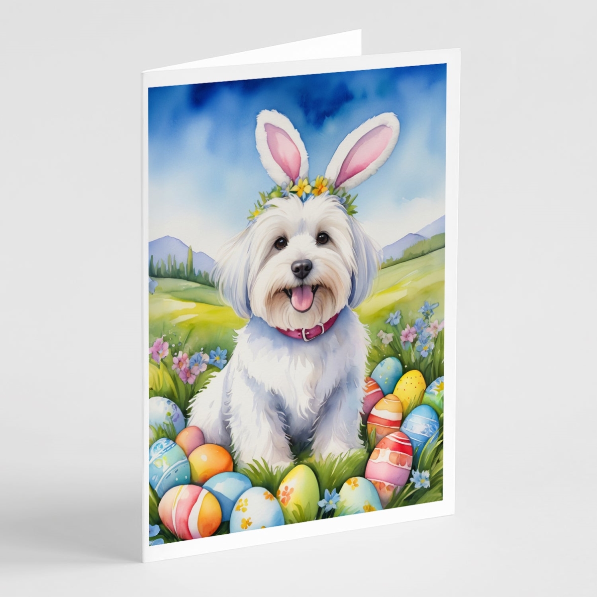 DAC5002GCA7P 5 x 7 in. Coton De Tulear Easter Egg Hunt Greeting Cards - Pack of 8
