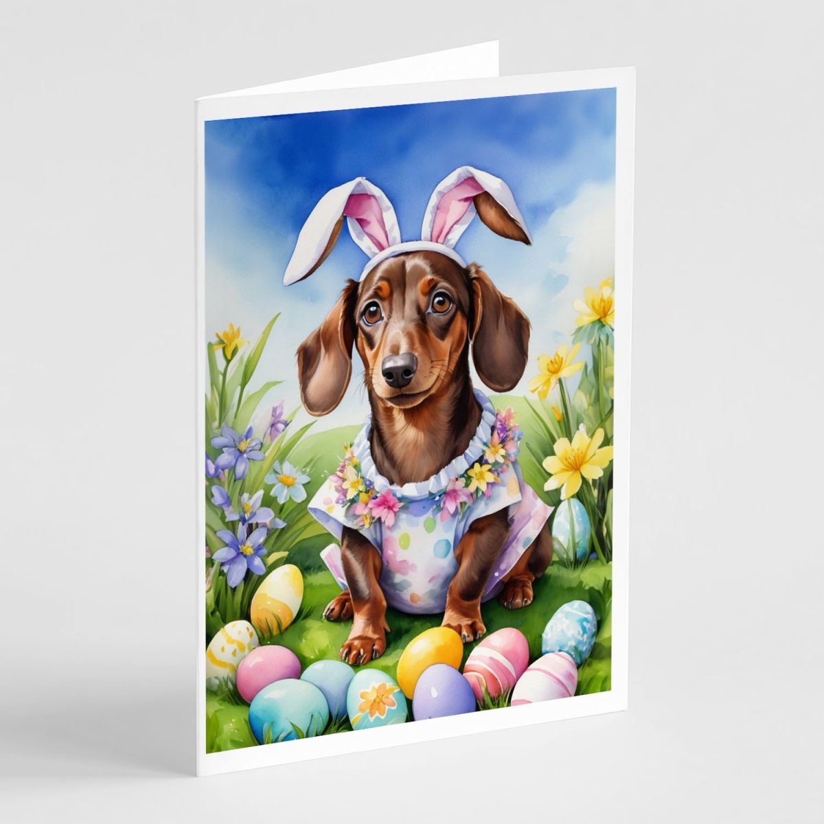 5 x 7 in. Dachshund Easter Egg Hunt Greeting Cards - Pack of 8