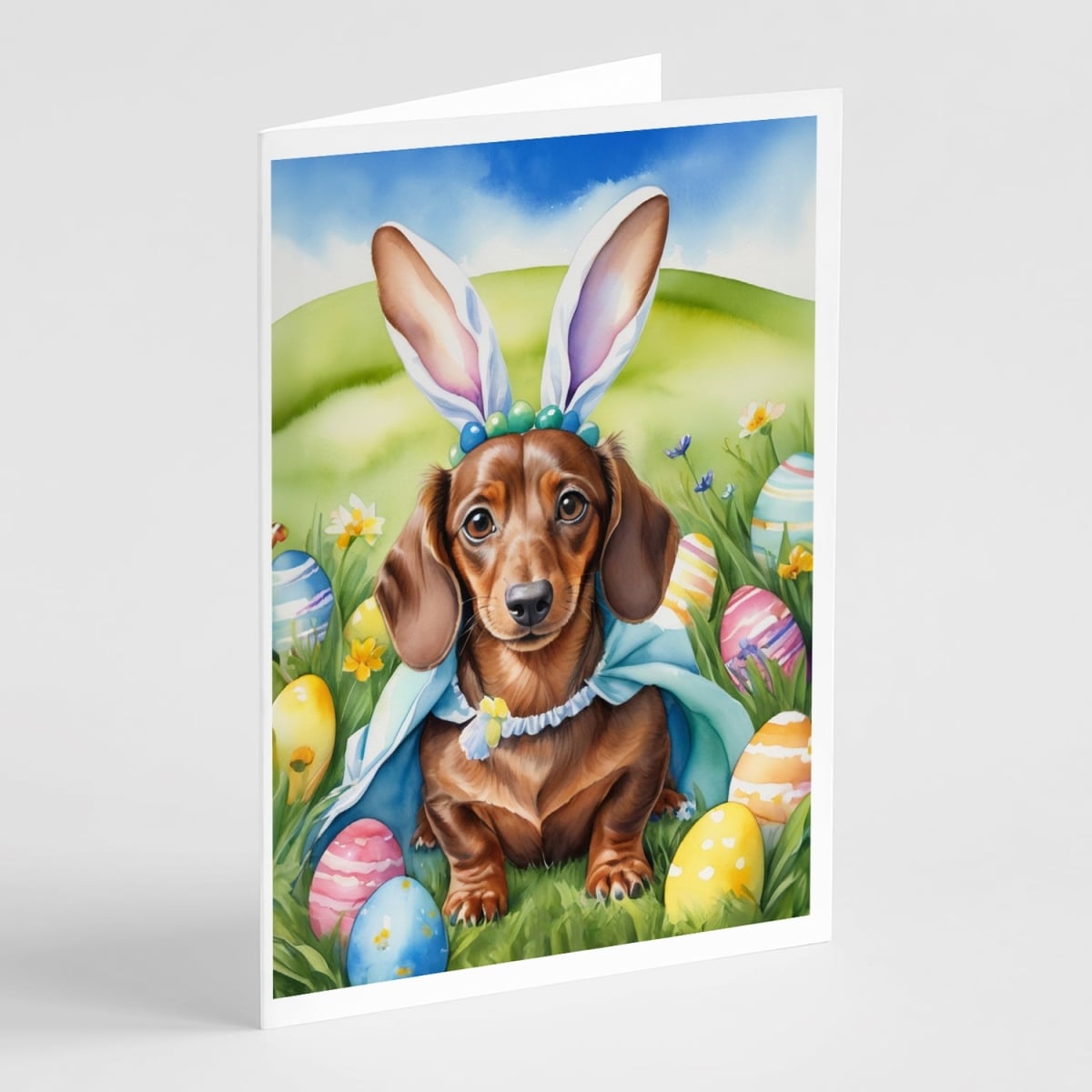 5 x 7 in. Dachshund Easter Egg Hunt Greeting Cards - Pack of 8
