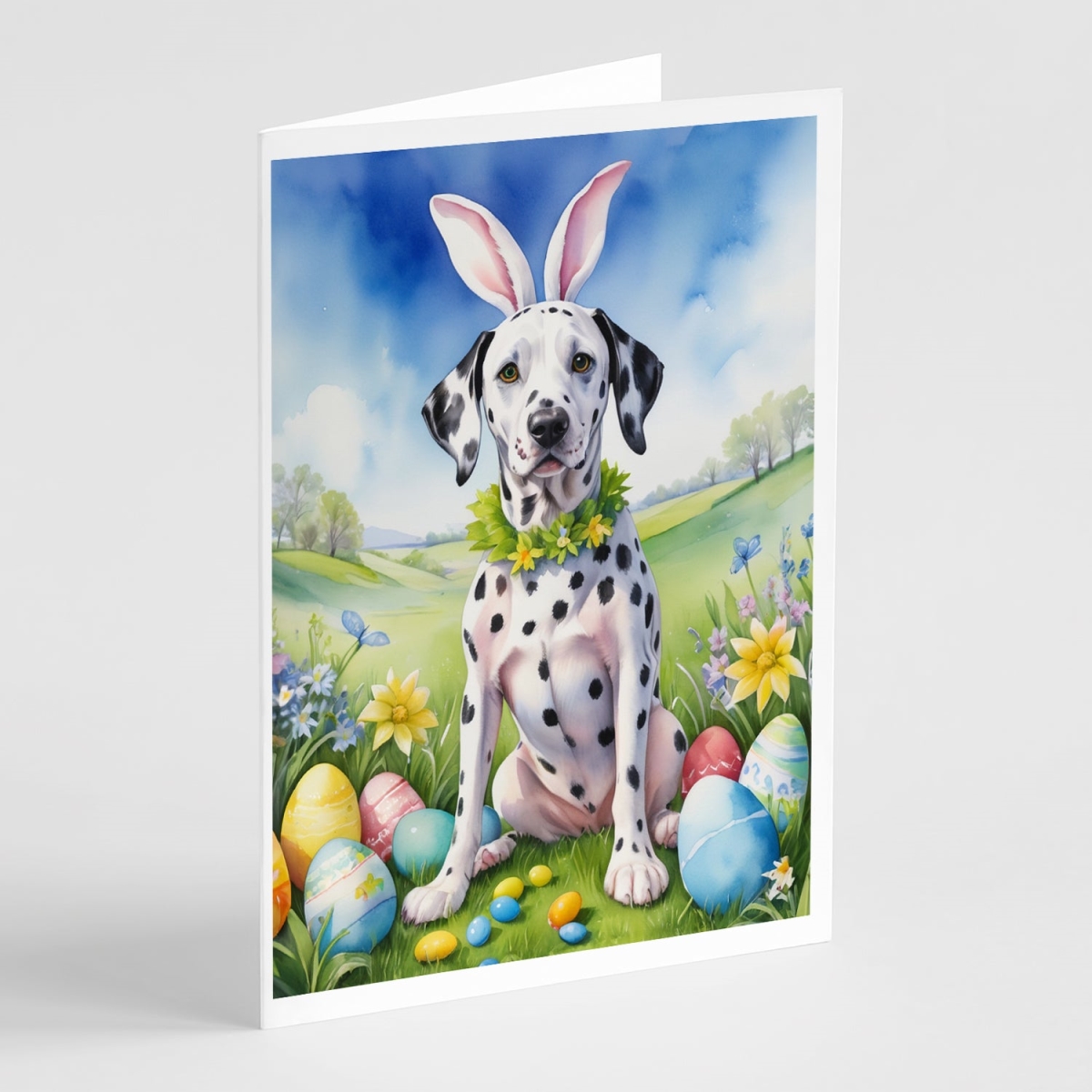 DAC5010GCA7P 5 x 7 in. Dalmatian Easter Egg Hunt Greeting Cards - Pack of 8