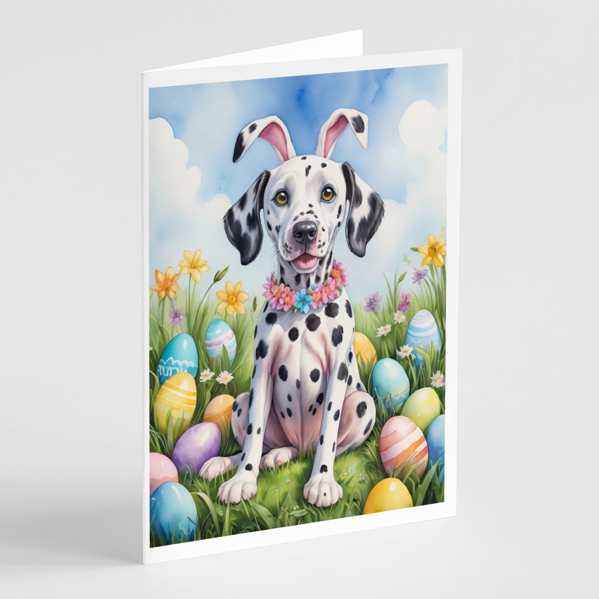 DAC5011GCA7P 5 x 7 in. Dalmatian Easter Egg Hunt Greeting Cards - Pack of 8