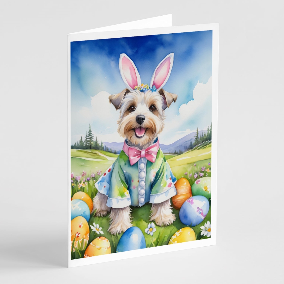 DAC5012GCA7P 5 x 7 in. Dandie Dinmont Terrier Easter Egg Hunt Greeting Cards - Pack of 8