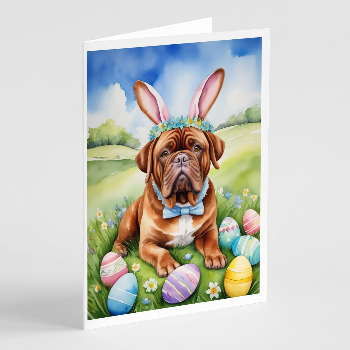 DAC5015GCA7P 5 x 7 in. Dogue De Bordeaux Easter Egg Hunt Greeting Cards - Pack of 8