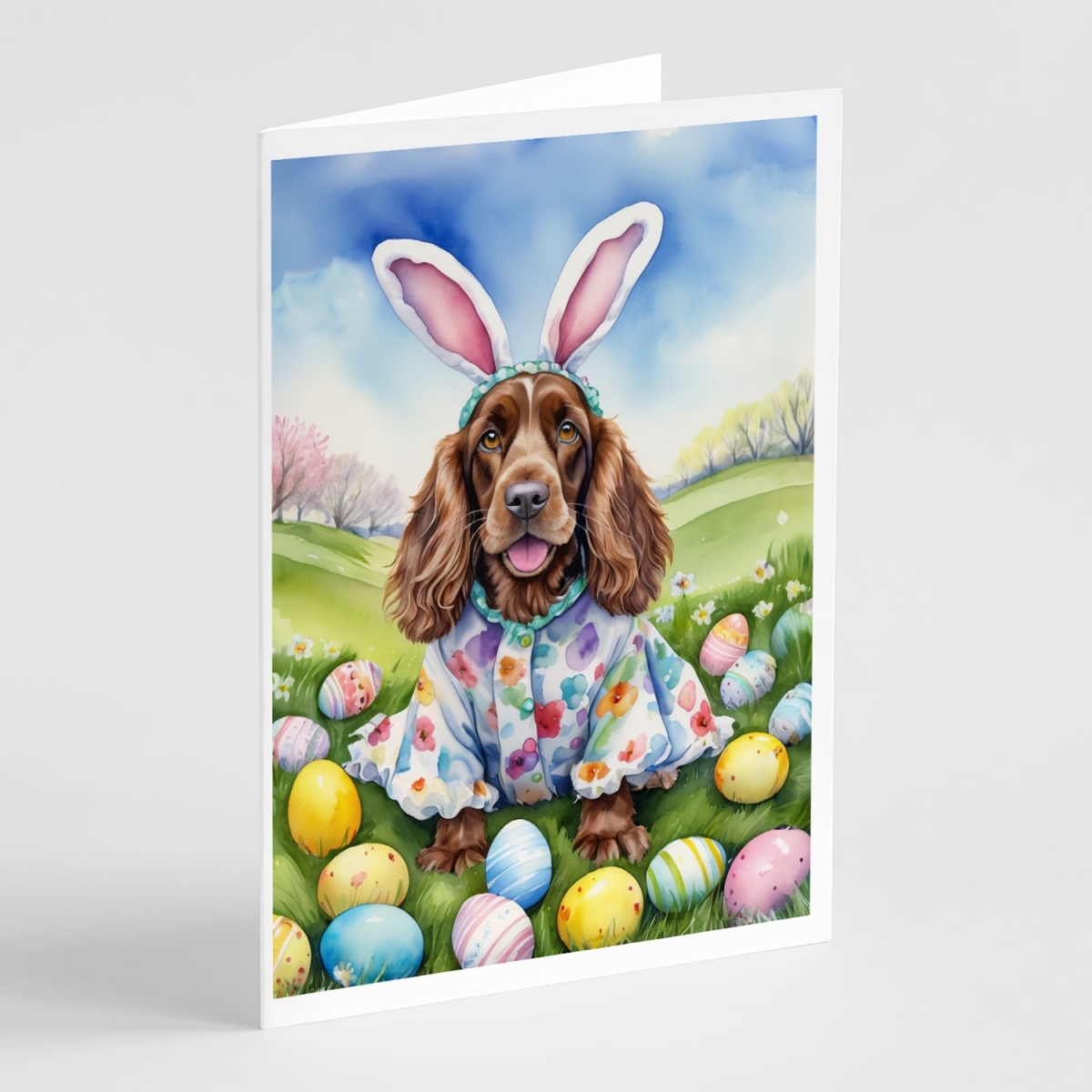 DAC5023GCA7P 5 x 7 in. English Cocker Spaniel Easter Egg Hunt Greeting Cards - Pack of 8